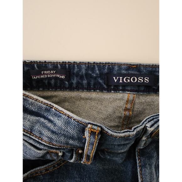 VIGOSS Medium Wash Friday Tapered Boyfriend High Rise Stretch Jeans NWT SZ 26x26 - Picture 4 of 6
